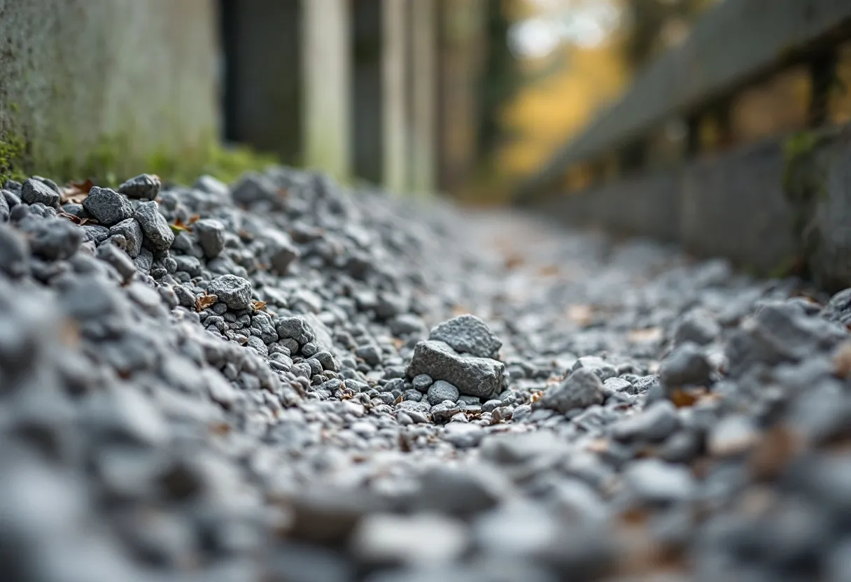Een close-up van grijze asbestcement waterleidingen met een verweringstextuur, liggend in een oude kelder met een vochtige betonnen vloer.